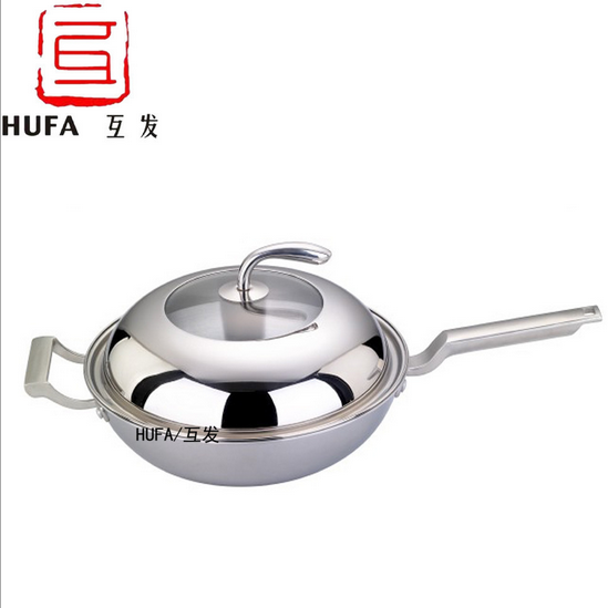304 stainless steel luxury ear wok, non-coated and non-stick wok