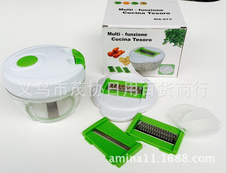 The latest household vegetable cutter kitchen multi-function hand pull vegetable cutter grater skewer skewer stuffing machine