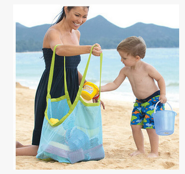 Travel beach Organizer bag Children's large mesh bag Folding baby beach dredging toys organizer bag pick up shell bag