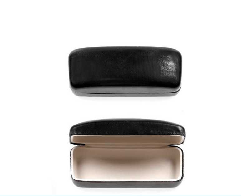 Bestseller! Xiaofang high-speed tinplate glasses case with black leather trim, high-end glasses case details Picture