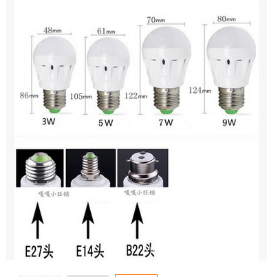 مصابيح مطاطية بلاستيكية من طراز LED 3 5 7 9 12W details Picture