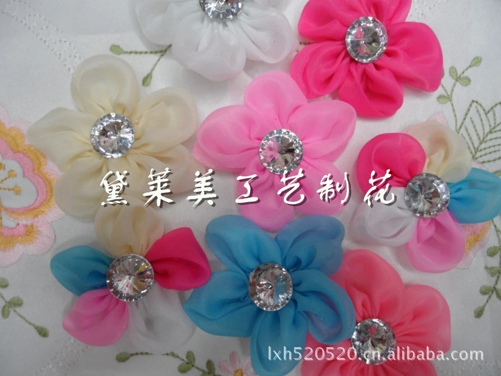 纱五瓣花布花手工花蝴蝶结