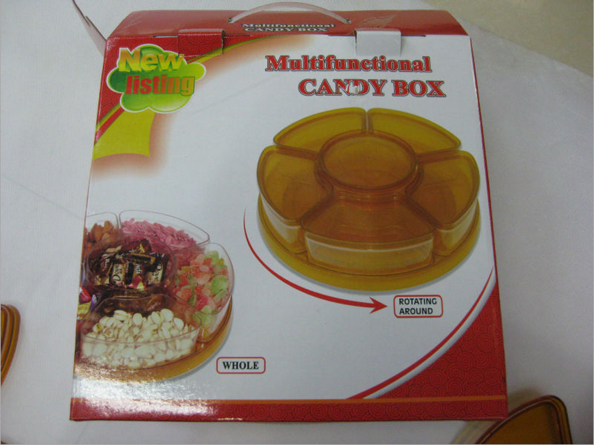 Supply wholesale 360 degrees can rotate multi-functional candy box, melon seed box