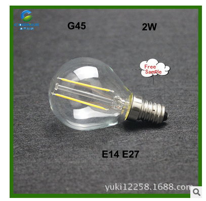 LED filament bulb lamp, retro tungsten filament bulb, high-brightness glass transparent E27G45G80