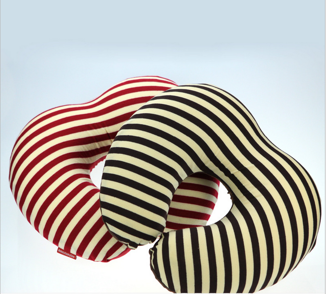 Health care cervical pillow Airplane travel pillow striped heart car U-shaped pillow memory cotton neck pillow details Picture