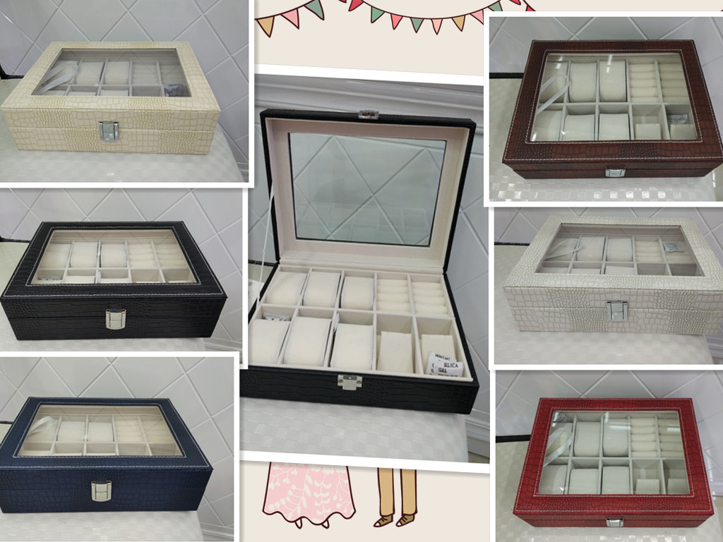 2016 new multi-function watch box professional PU leather watch box ring box manufacturer direct selling