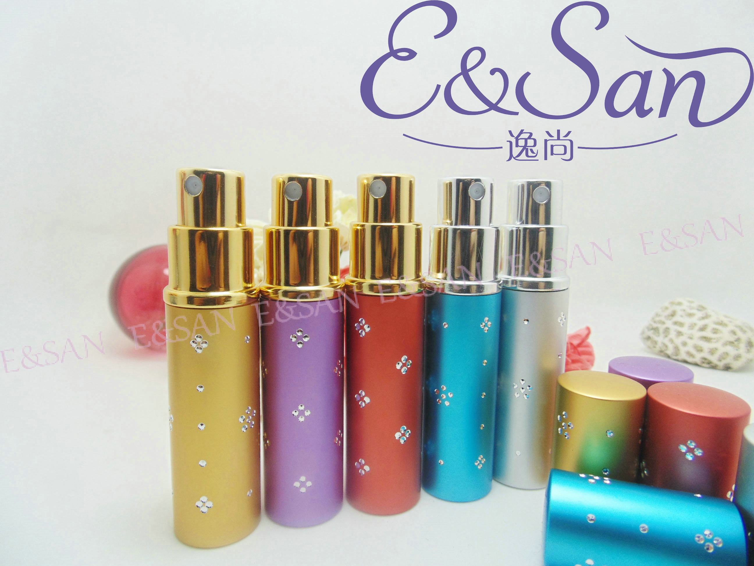 L50-5ML梅花点铝管口红式玻璃空香水分装产品图