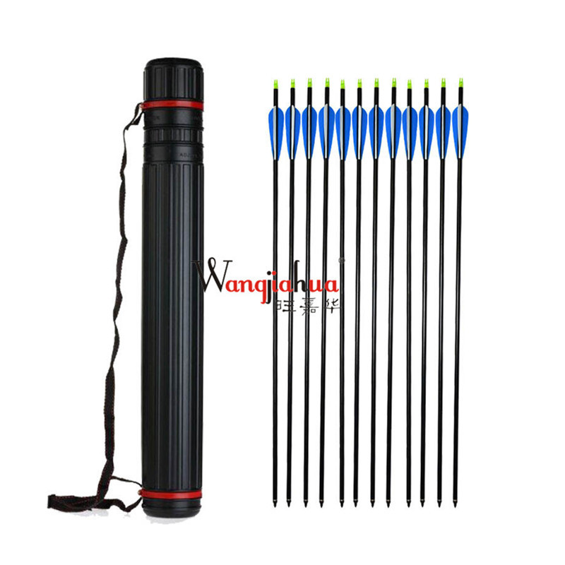 射箭器具玻纤箭碳素箭铝箭壶 箭筒 箭囊 塑料背式可伸缩圆筒产品图