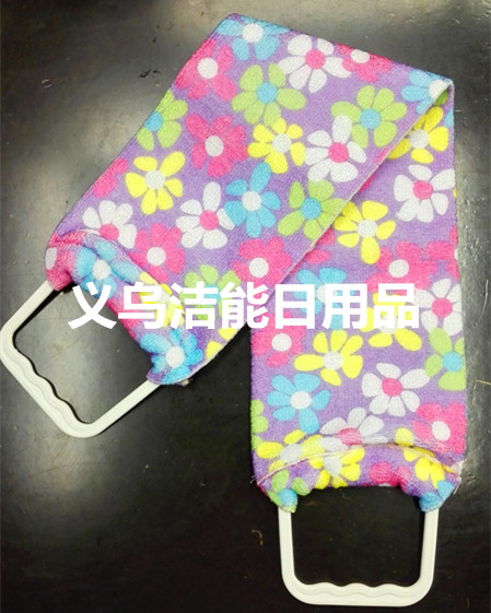 厂家直销！印花洁肤拉背条，搓澡巾、洗澡巾搓澡手套批发！产品图