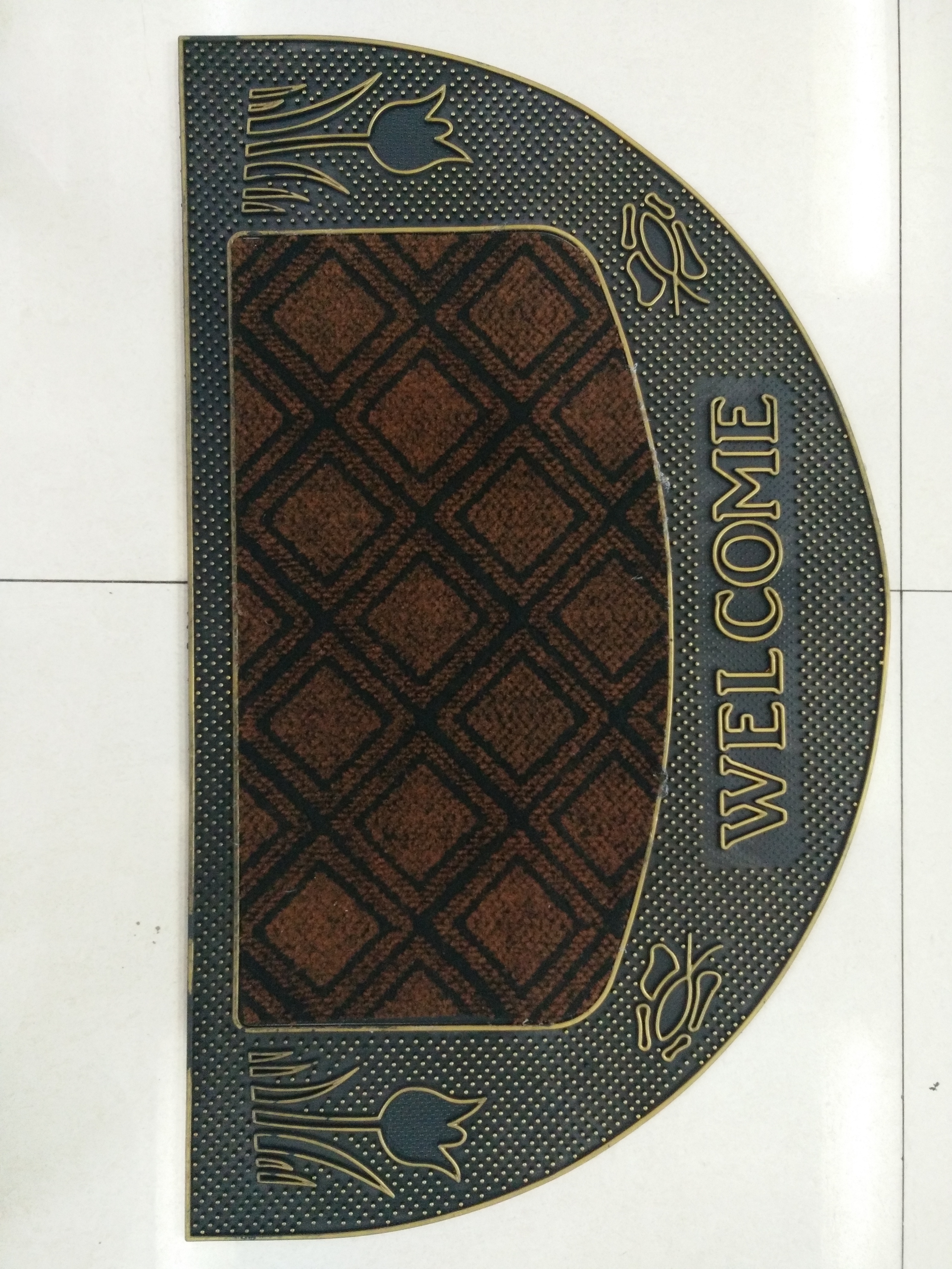 Semicírculo flocado hot stamping mat cocina piso semicírculo puerta entrante puerta antideslizante details Picture