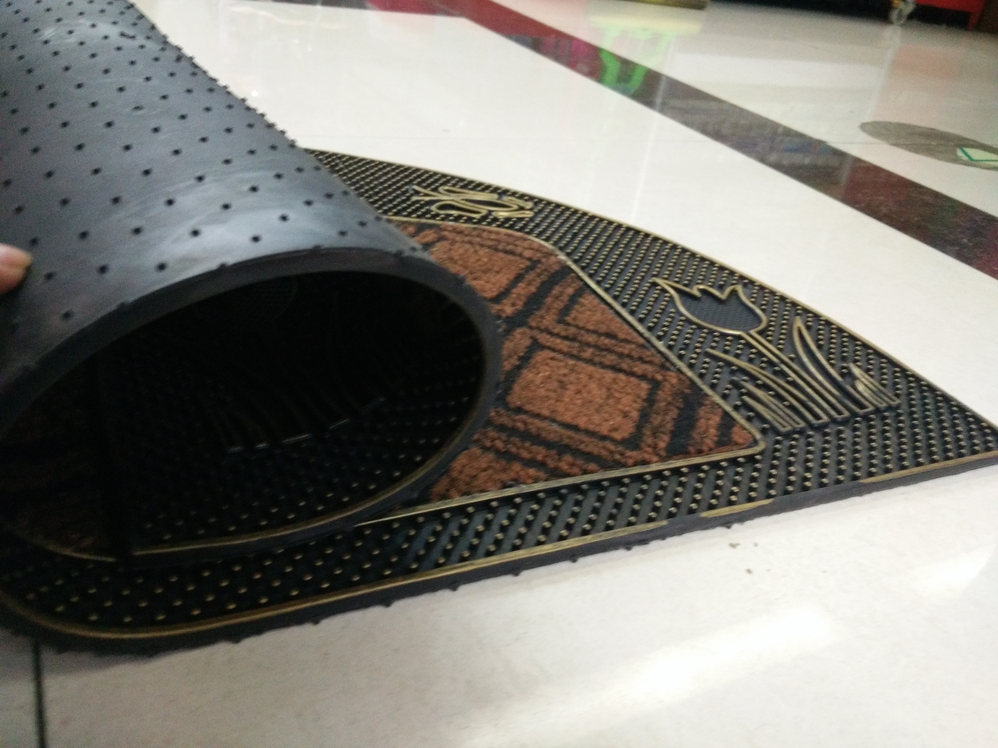 Semicírculo flocado hot stamping mat cocina piso semicírculo puerta entrante puerta antideslizante