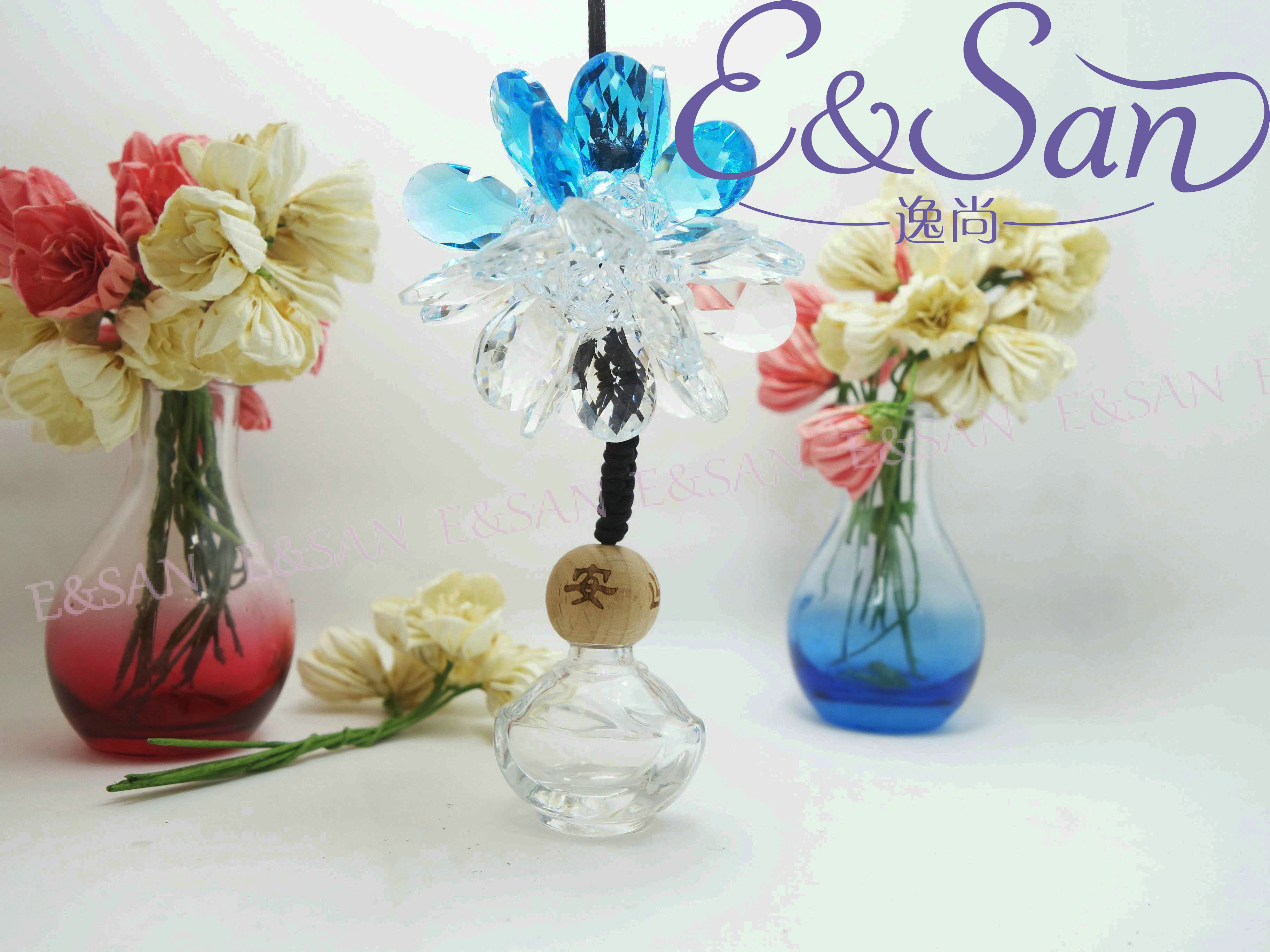 批发FMSJ126-6ML高档水晶汽车挂件香水玻璃空瓶