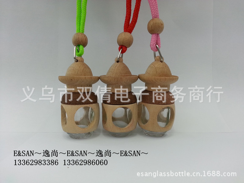 MF02-5ML汽车挂件/香水瓶/玻璃瓶/木头挂件/空瓶子