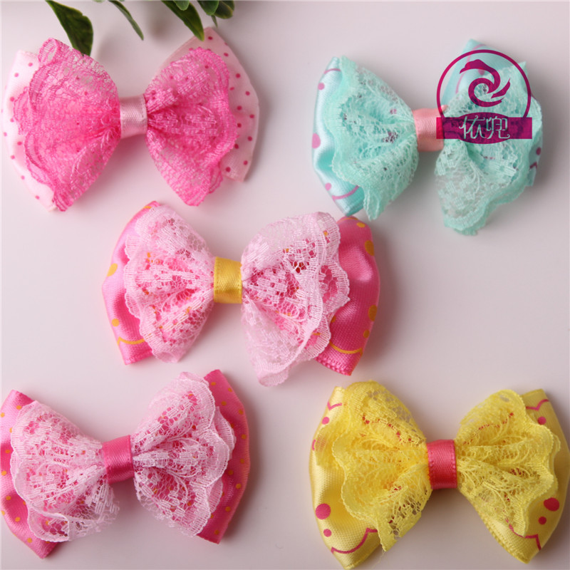 Printing polyester with lace double bow bags shoes and hats accessories wholesale