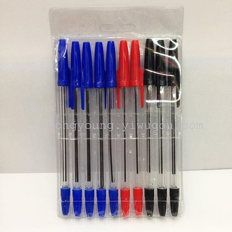 10 pieces of ballpoint pen shall be packed in 583PVC bag in 3 colors and 4 colors