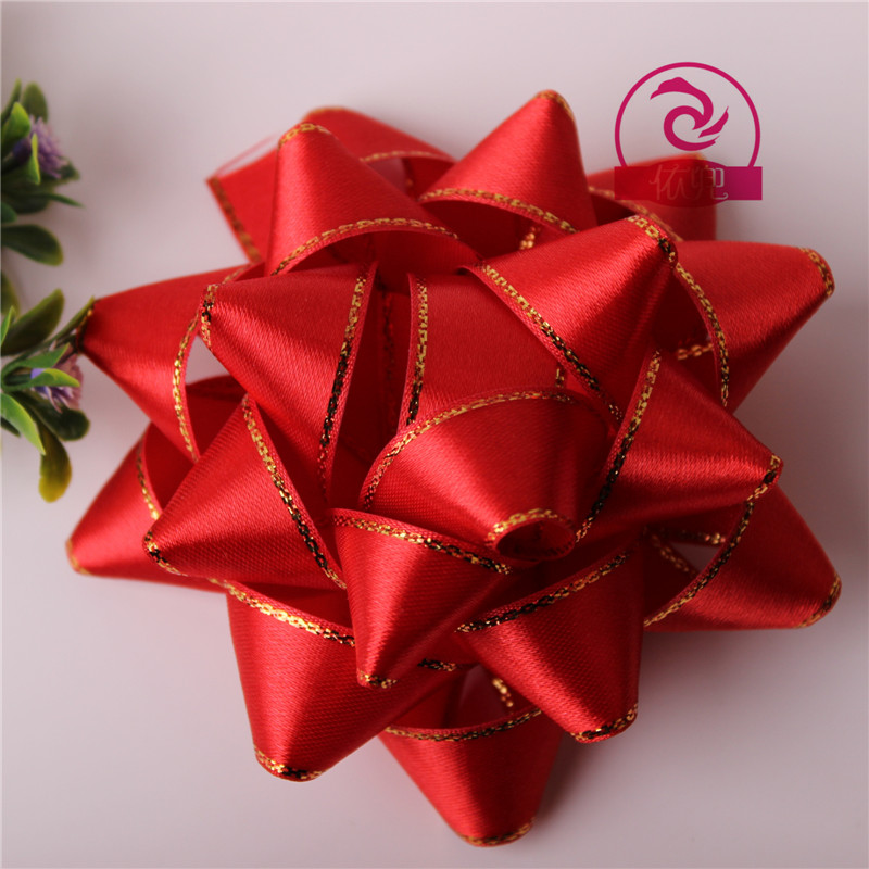 The new wedding can wear corsage/red ribbon/Gold star flower/ribbon material