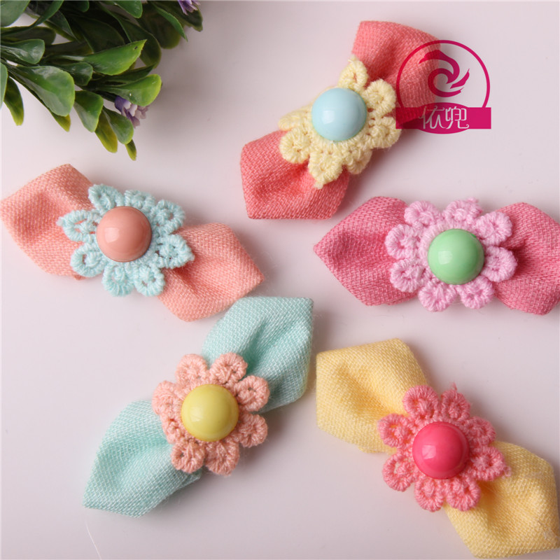 批发女童装裤袜子发饰配件 布料花边珍珠蝴蝶结