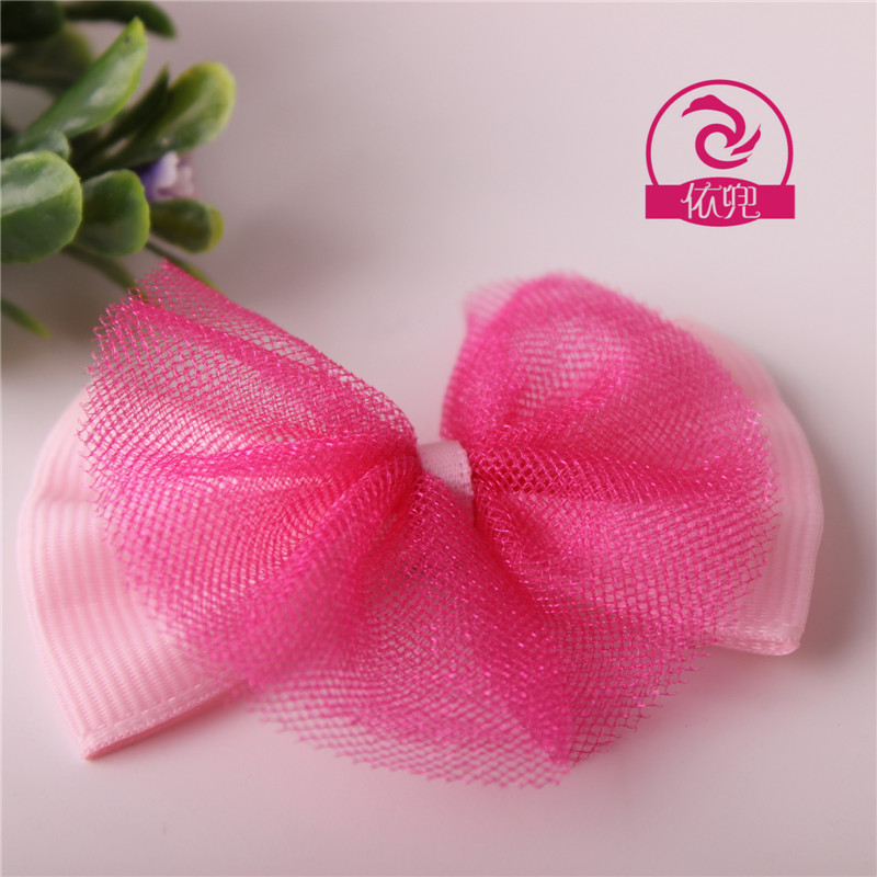Ribbed belt mesh double bow children's fabric butterfly festival wholesale