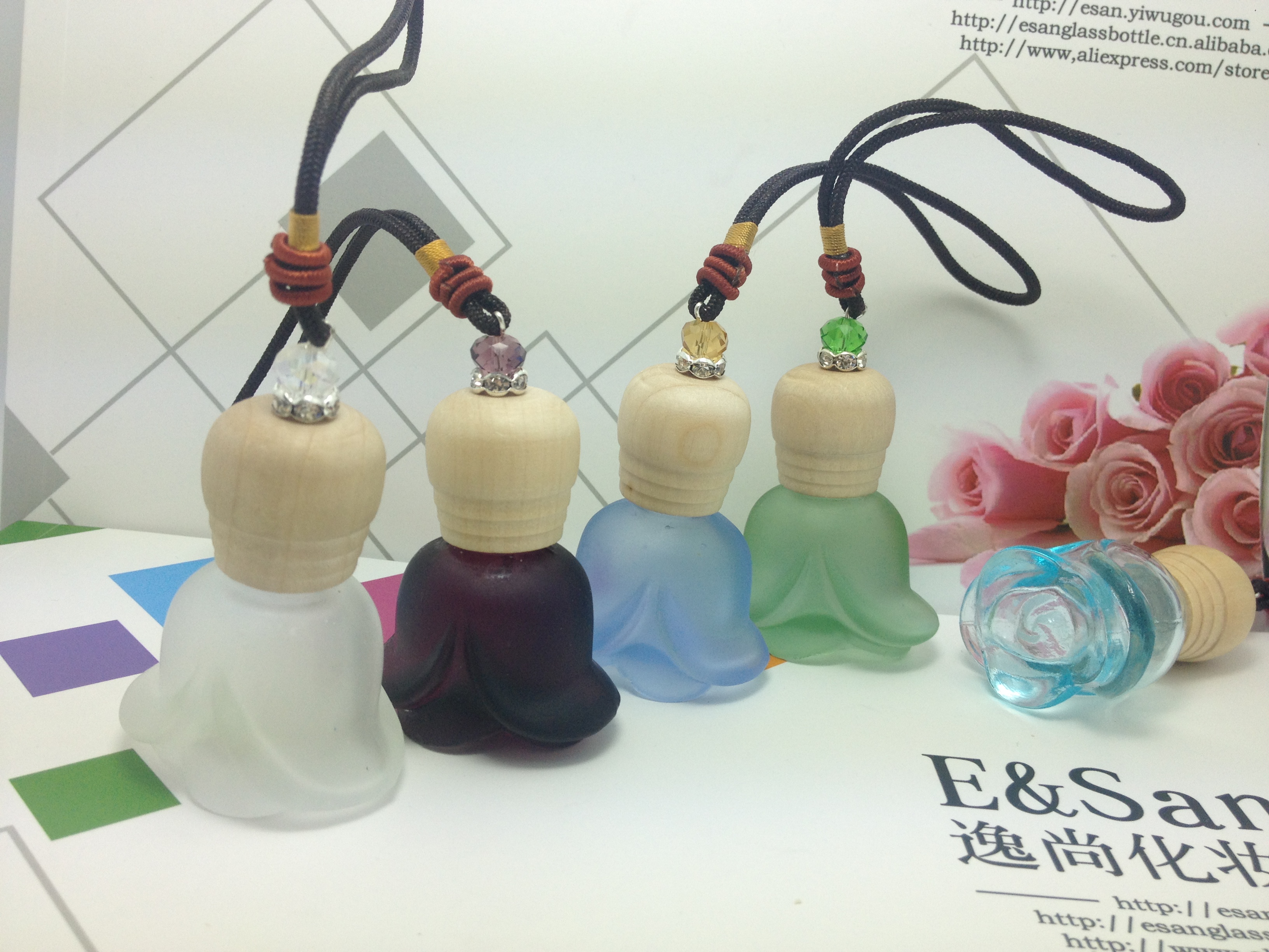 FM08A-6ML蒙砂玫瑰瓶汽车挂件/香水瓶/玻璃瓶/空瓶子产品图