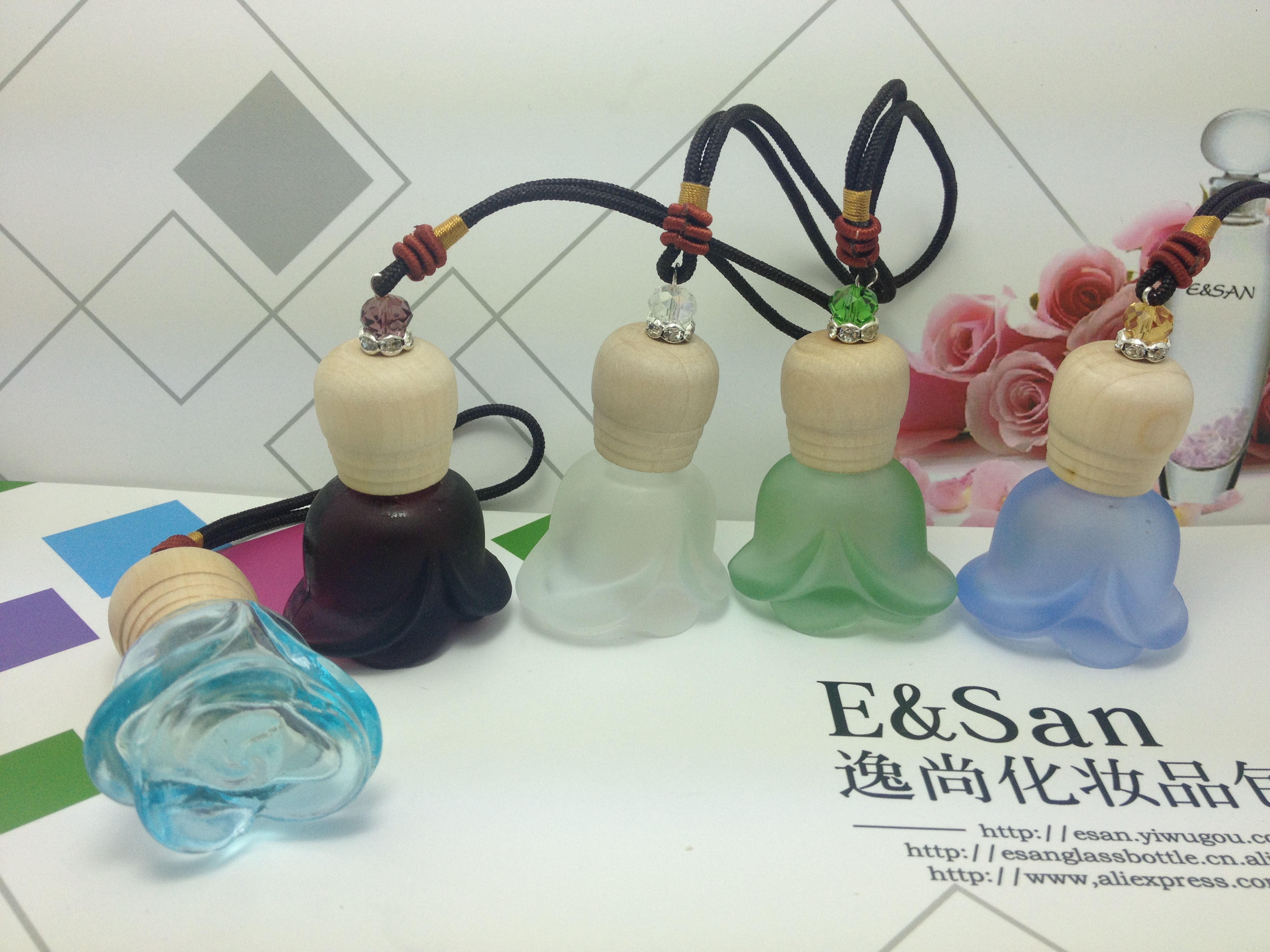 FM08A-6ML蒙砂玫瑰瓶汽车挂件/香水瓶/玻璃瓶/空瓶子