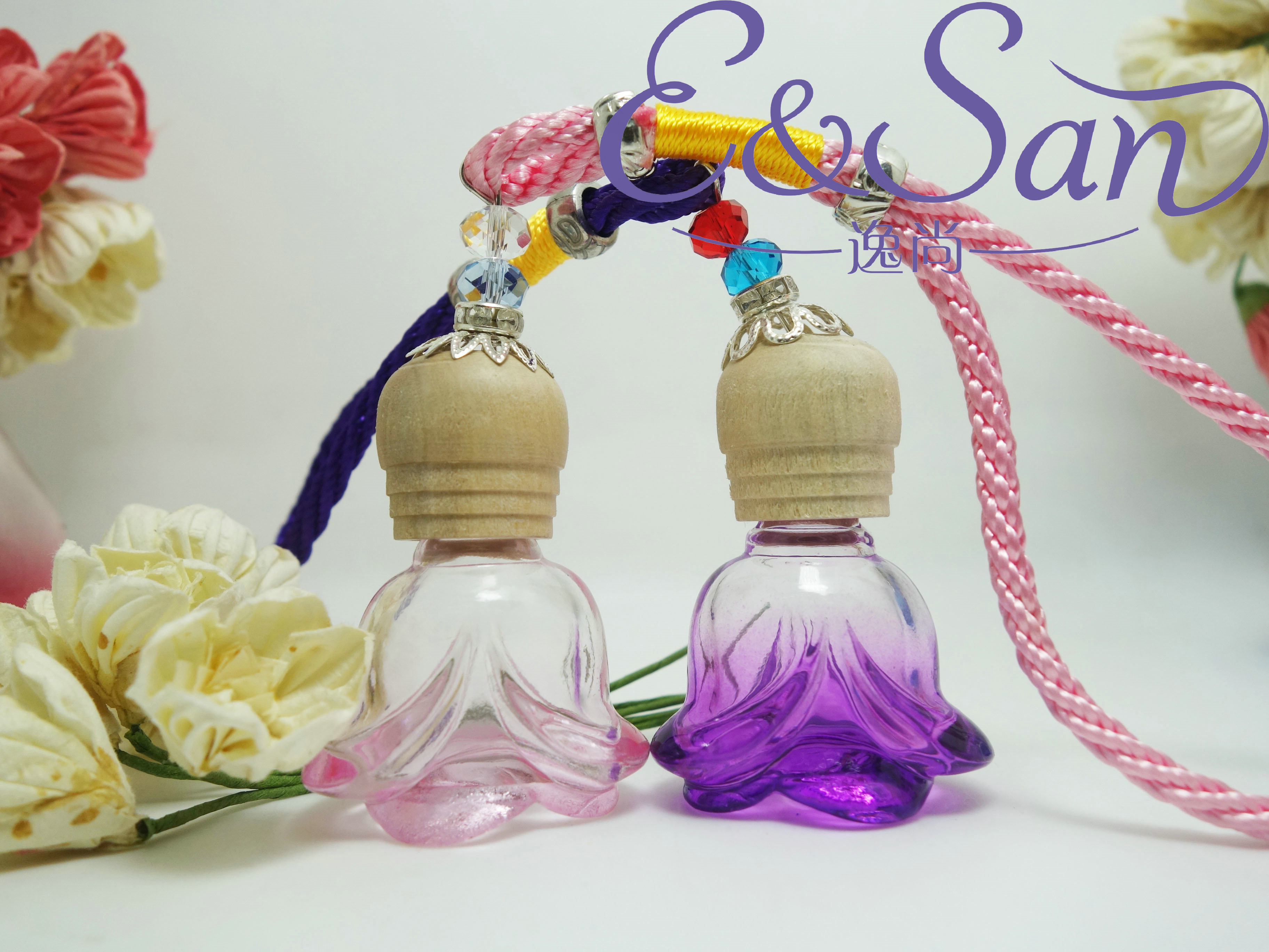 批发FMA32-6ML喷色小玫瑰精品汽车挂件香水瓶细节图