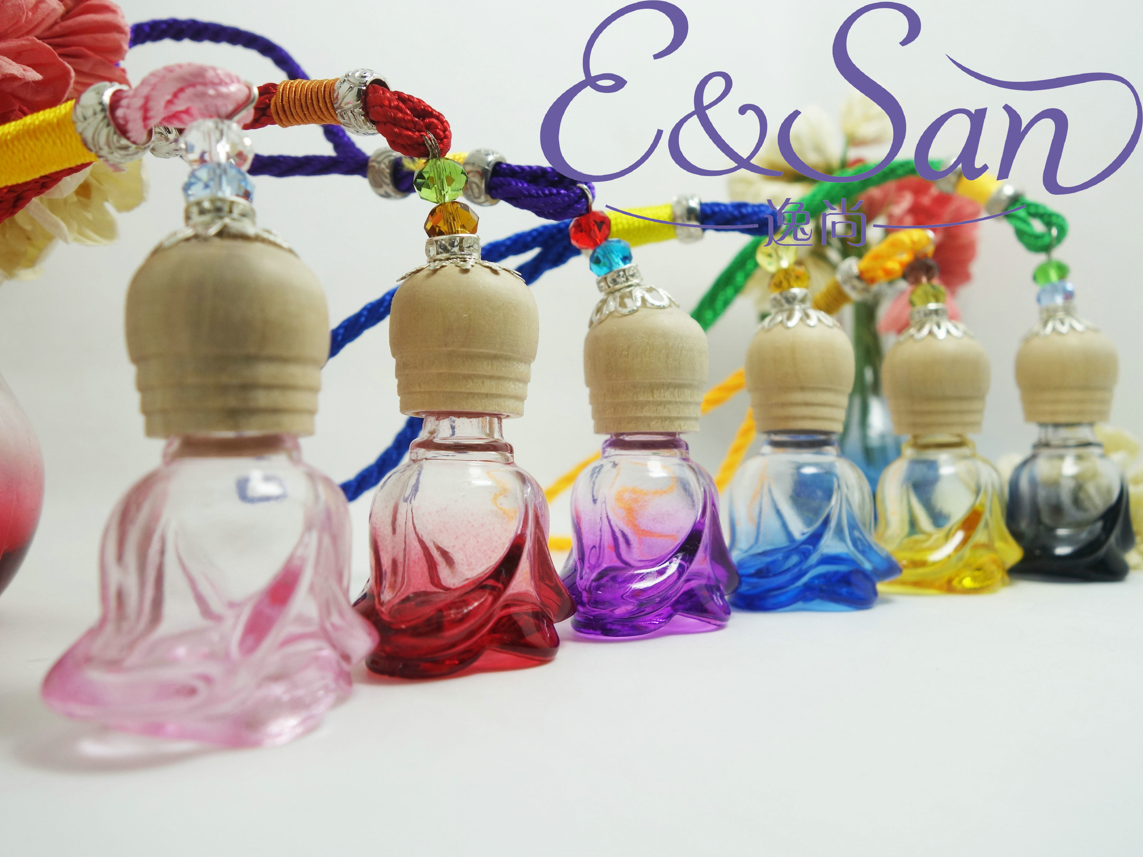 批发FMA32-6ML喷色小玫瑰精品汽车挂件香水瓶