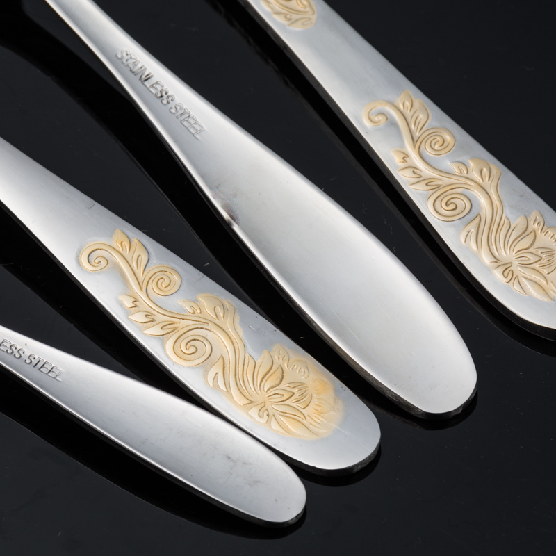 High-end stainless steel thickened knife, fork and spoon set for steak and Western cuisine, three-piece and four-piece gift sets details Picture