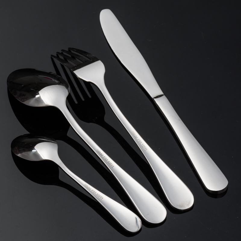 1009# High-end stainless Steel thickened steak Western Knife, fork and spoon Set of Four pieces details Picture