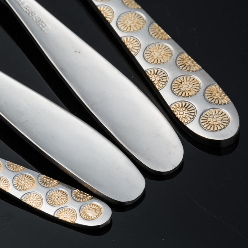 Steak Western cuisine knife, fork and spoon set of three pieces, high-end stainless steel thickened knife, fork and spoon set of four pieces as gifts Specification image