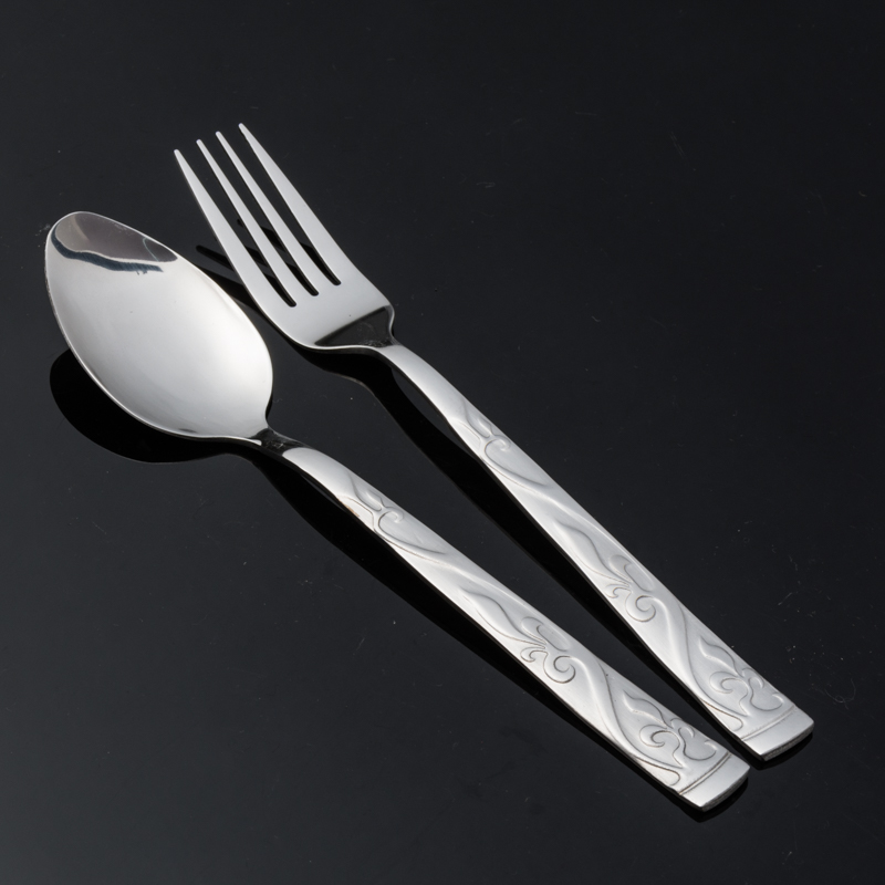 High-end stainless steel gold-plated thickened steak Western fork and spoon set gift factory direct sales