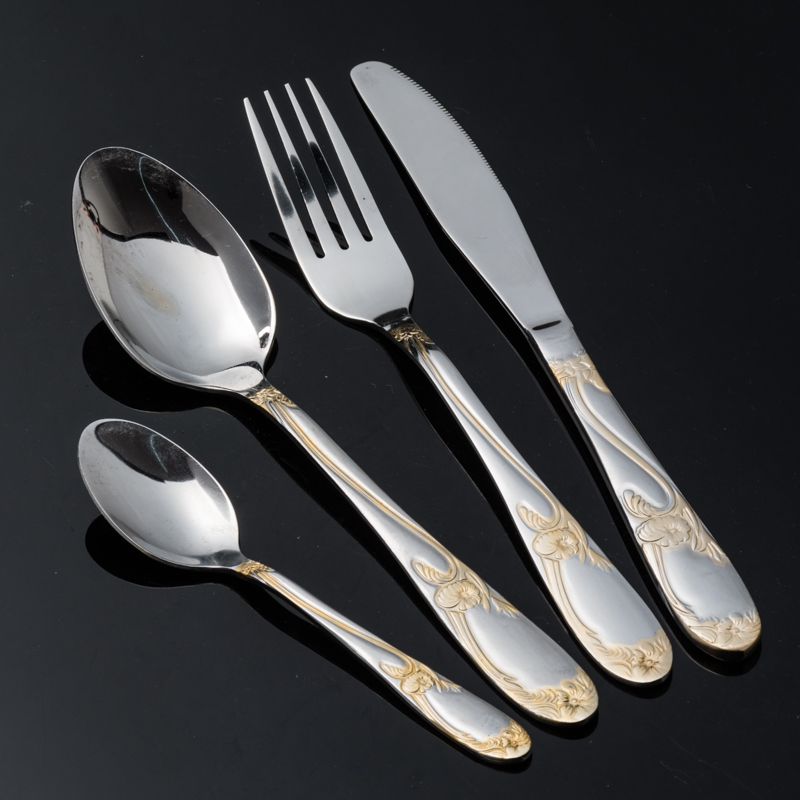 High-end stainless steel thickened steak Western cuisine knife, fork and spoon set, three-piece set, four-piece set gift