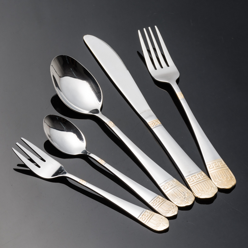 High-end stainless steel thickened gold-plated steak Western-style knife, fork and spoon sets, three-piece and four-piece gift sets, factory direct sales