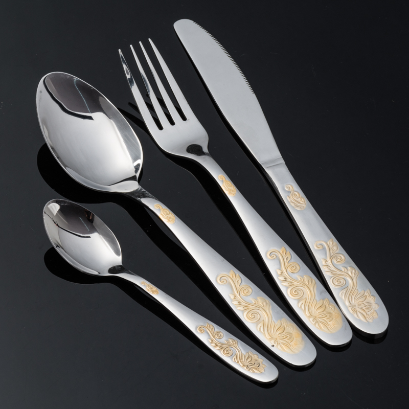 高档不锈钢加厚刀叉勺牛排西餐刀叉勺套装三件套四件套礼品
