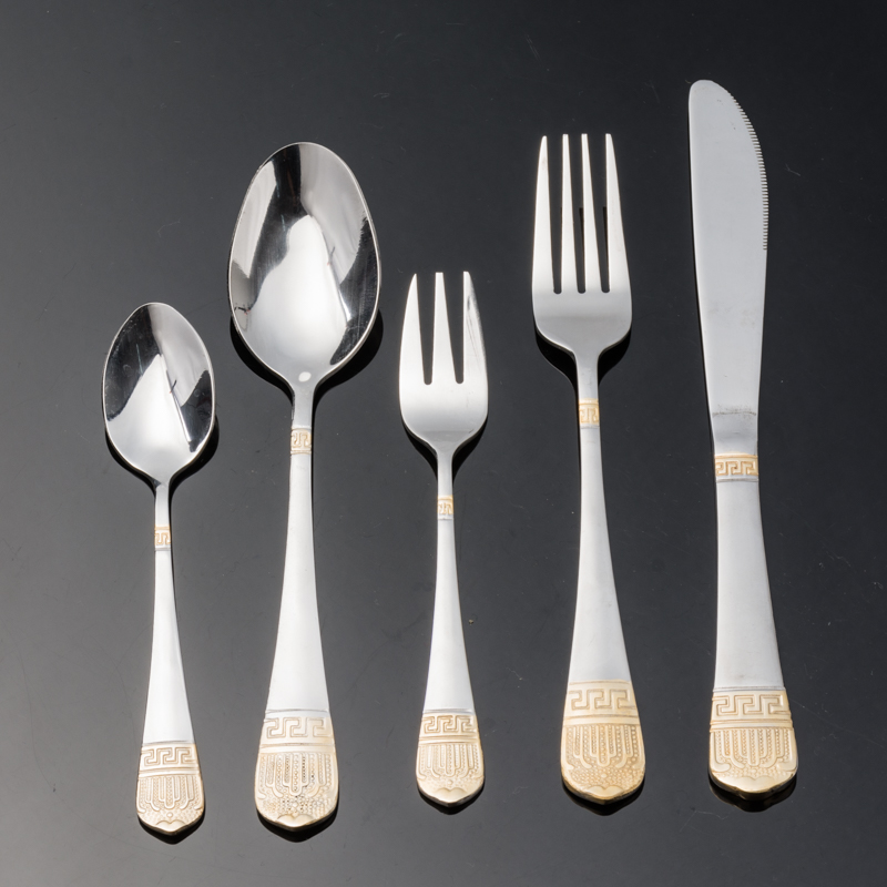 High-end stainless steel thickened gold-plated steak Western-style knife, fork and spoon sets, three-piece and four-piece gift sets, factory direct sales details Picture
