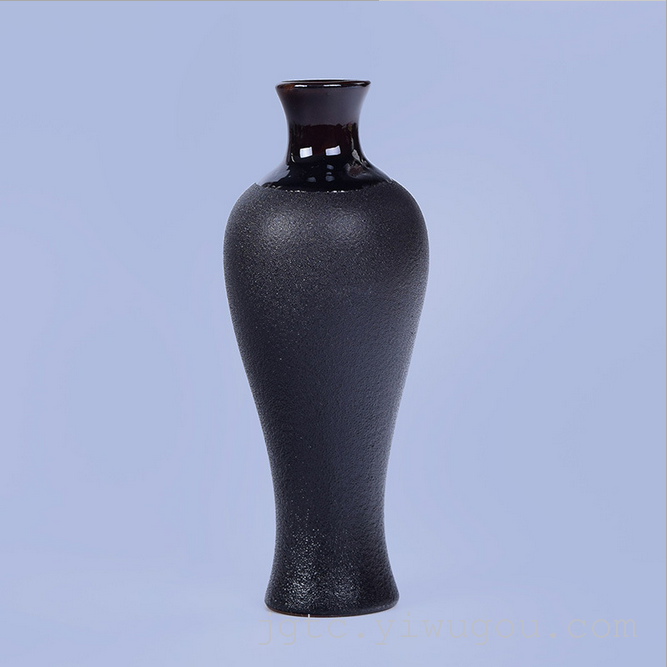 Vase black ceramic modern simple Japanese lovely Ikea style small size vase thumbnail