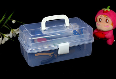 Large thickened portable stationery, Lego storage box, art tool box, plastic medicine box, hardware and electrician box Specification image