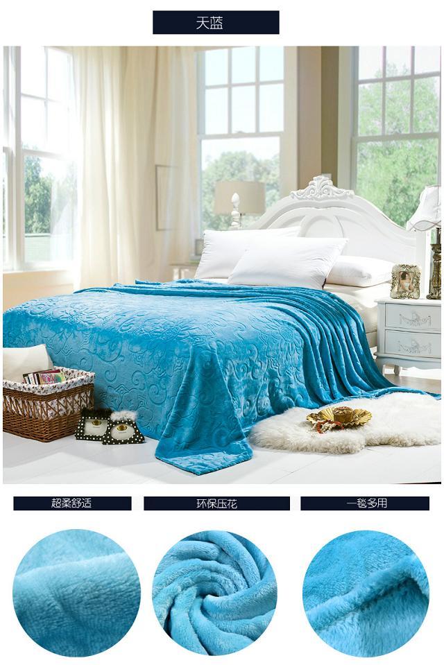 2016热销款素色水貂绒空调毯 法莱绒纯色毛毯图