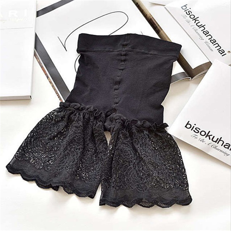 Lace safety pants high-waist tummy tuck lace safety pants anti-glitter leggings