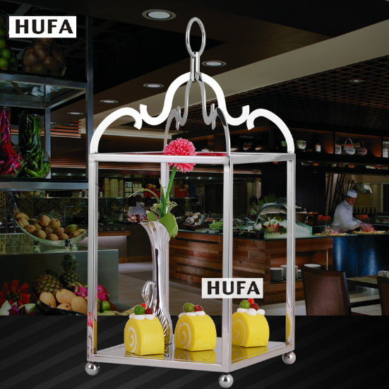 Hotel supplies: Square stainless steel pastry rack, cake and bread snack rack, pastry table details Picture