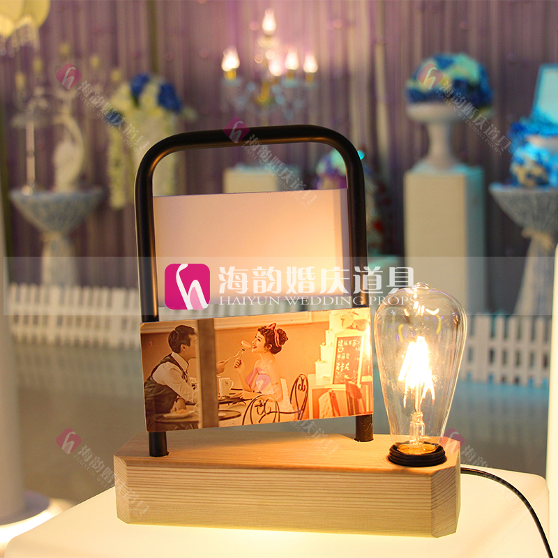 Yiwu quality goods Haiyun Wedding props, wedding supplies, decorative ornaments, decorative wind lamps, solid wood photo frames, table lamps Specification image