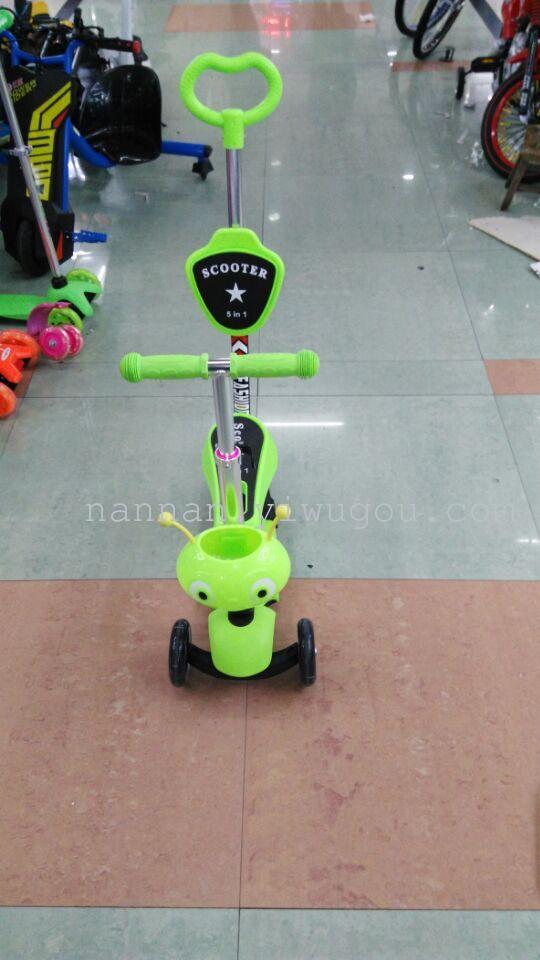 Three in one Caterpillar five in one rice High Children meter high Flash wheel 3-10 scooter three wheel four wheel roller swing walker Specification drawing