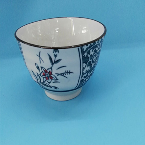 中式4.5英寸创意釉上彩陶瓷碗 精美手绘植物花卉米饭碗