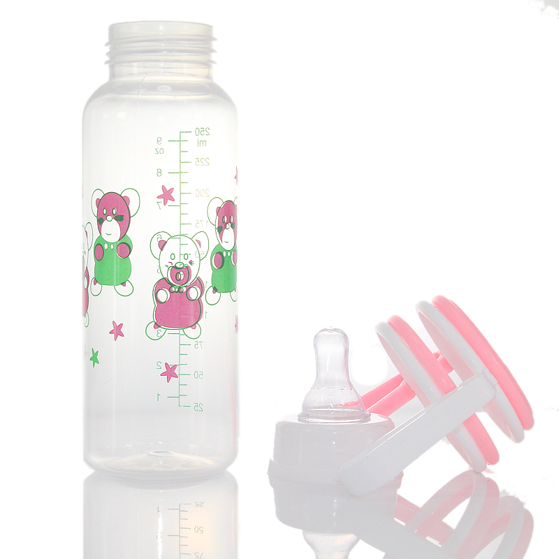Apple Bear Baby Bottle Manufacturer Standard Mouth Baby Bottle With Handle Pp Baby Bottle Wholesale 250Ml Specification drawing