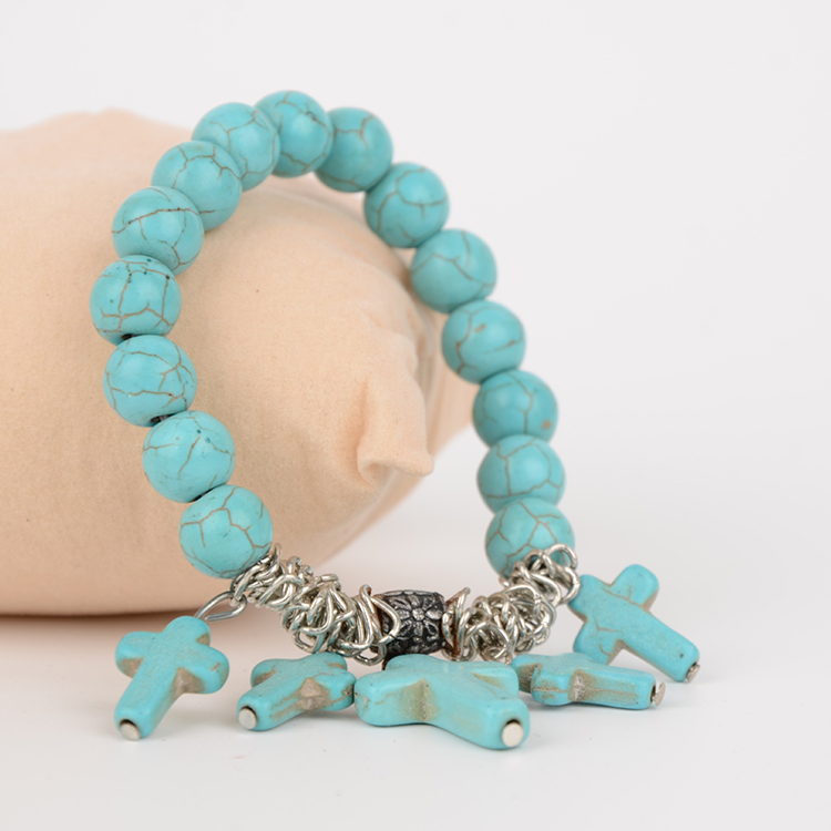 2016装饰手链绿松石女款十字架手链产品图