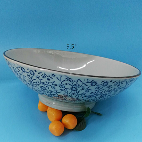 Underglaze Hand-Painted Ceramic Bowl 9.5 