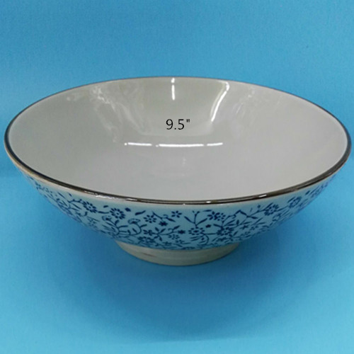 Underglaze Hand-Painted Ceramic Bowl 9.5 