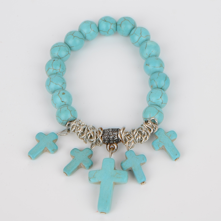 2016装饰手链绿松石女款十字架手链细节图
