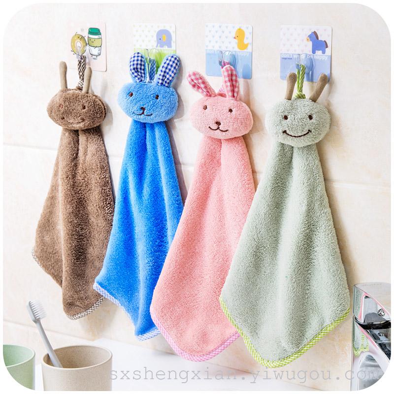Lovely cartoon rabbit head coral velvet wipe towel water does not drop wool do not touch oil dishcloth dishcloth full figure