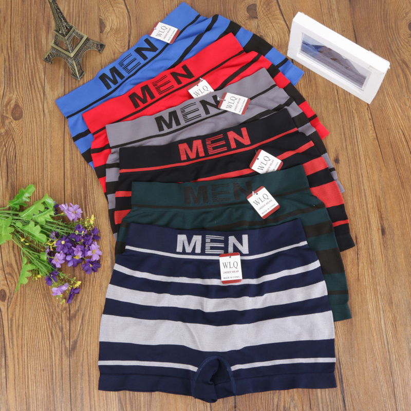 Feihua Men's Underwear Boxers Polyester Cotton Middle Waist Average Size Wholesale Foreign Trade