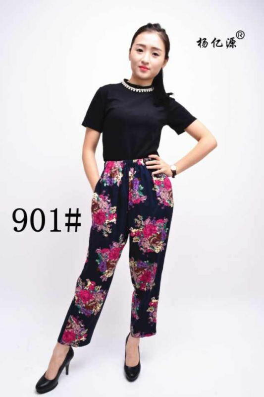 Yang Yiyuan knitted leggings, patterned pure cotton casual pants details Picture